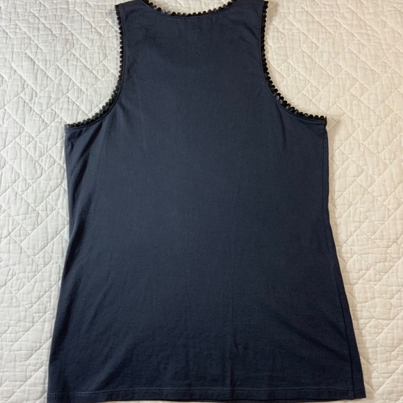 J.Crew Women’s Tank Top Navy Blue 100% Cotton Size XXS Scalloped Neckline (F27) - Picture 4 of 5